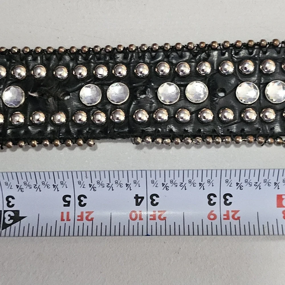 Vintage Western Embellished Rhinestone Black  Y2K  Beaded Punk Grunge Size 34